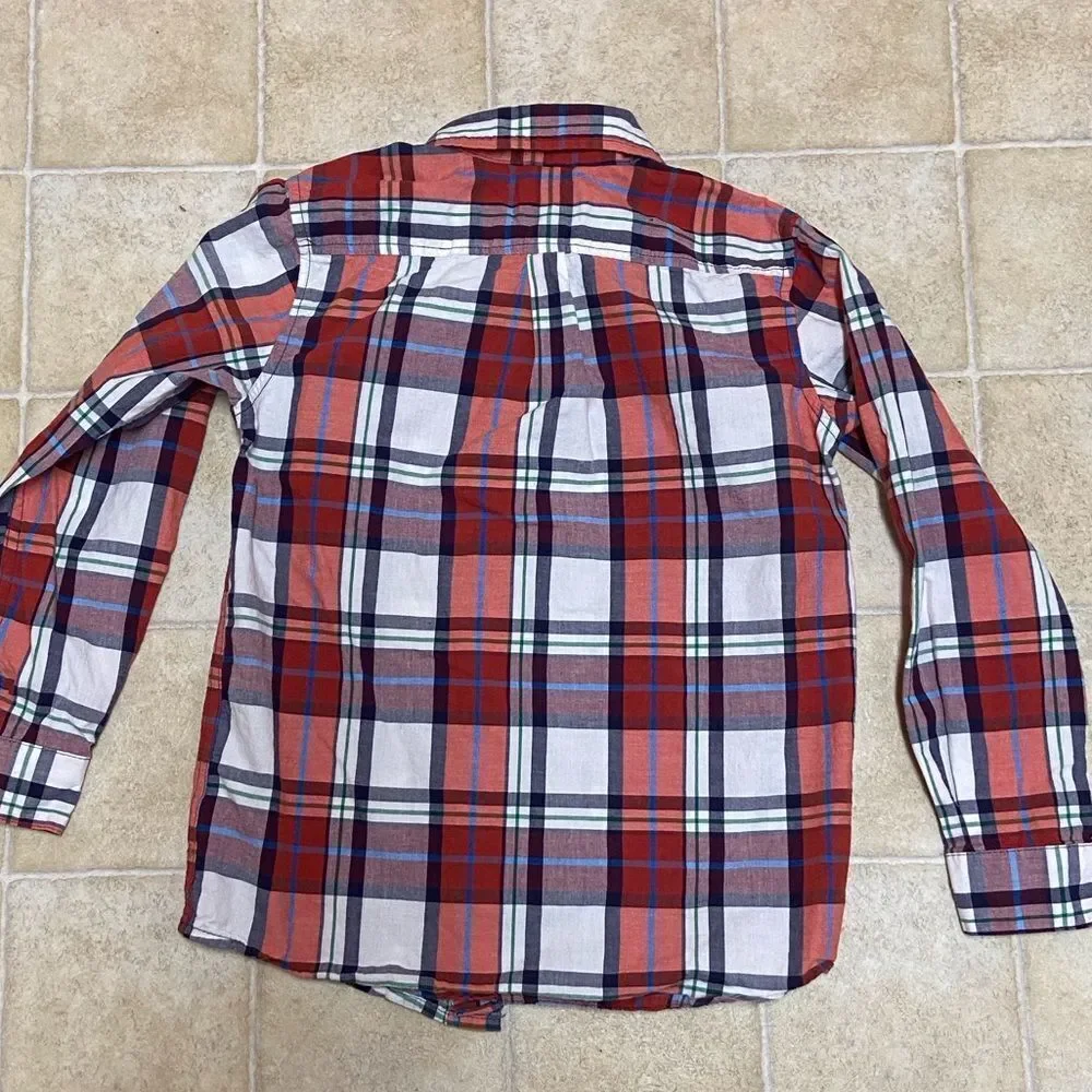 Place Kids Red and Blue Plaid Button Down Shirt Size M 5/8